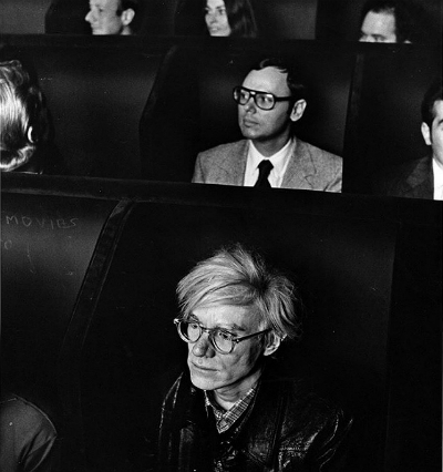 Anthology Film Archives: Andy Warhol Andy Warhol watching a movie at the original Anthology Film Archives