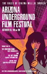 Film festival poster featuring a drawing of a girl holding a knife