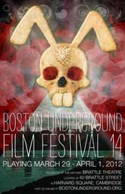 Film festival poster that features a glittery rabbit skull