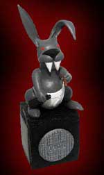 Boston Underground Film Festival award statue featuring a drunk rabbit