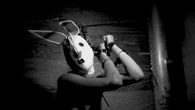 The Bunny Game Rodleen Getsic wearing mask in The Bunny Game