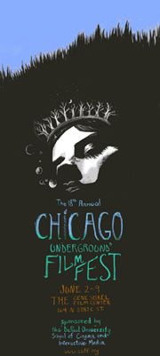 Poster for 2011 Chicago Underground Film Festival featuring woman sleeping in forest
