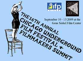 Film festival logo featuring an old-time drawing of a woman standing on a chair