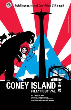 Drawing of Godzilla attacking Coney Island