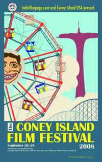 Film festival poster featuring drawings of Coney Island attractions