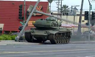 Tank on a rampage through San Diego