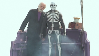 Alejandro Jodorowsky and a skeleton in The Dance of Reality