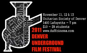 Film festival poster that looks like a map of Denver in the shape of a movie camera