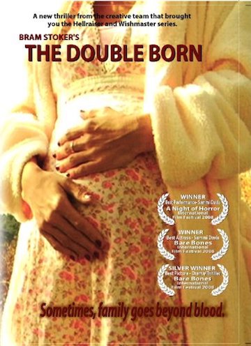 The Double Born Movie poster featuring a pregnant woman holding her belly