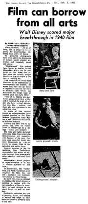 1966 newspaper article including pictures of Andy Warhol and Edie Sedgewick