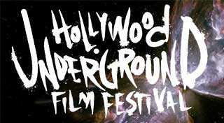 Text in space logo for the Hollywood Underground Film Festival