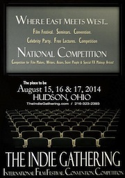 Text poster promoting Indie Gathering film festival in 2014