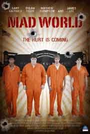Four teenagers in orange prison jumpsuits