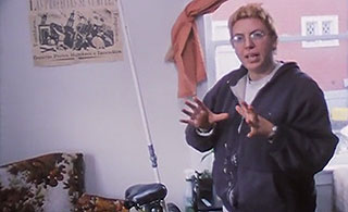 The Magic of Radio Woman standing with her bike radio transmitter