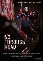No Through Road Movie poster featuring bloody man holding a sword