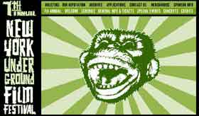 Film festival logo featuring a screaming monkey on a green sunburst background