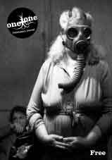Magazine cover featuring a woman with a gas mask