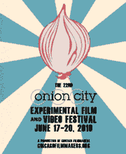 Poster for Onion City Experimental Film and Video Festival featuring a drawing of an onion