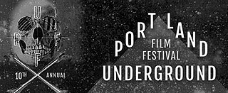 Skull and crossbones logo with text reading Portland Underground Film Festival