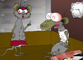 Two laboratory rats jacked up on cocaine
