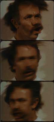 Film stills of Robert Nelson shaking his head in The Off-Handed Jape