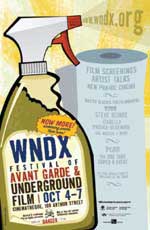 WNDX Underground Film Festival poster featuring a drawing of a spray bottle